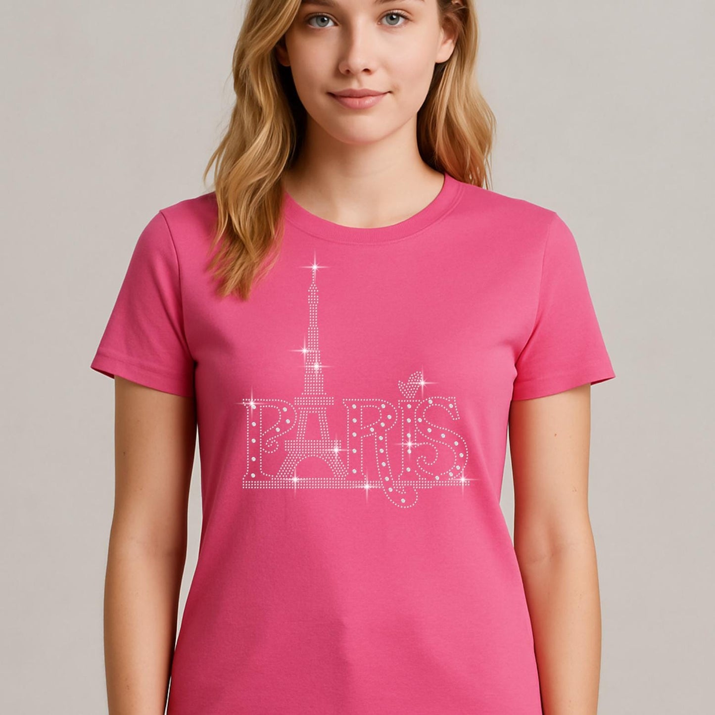 Paris Rhinestone Transfer SS6 SS20 | Eiffel Tower Iron-On | T-Shirt, Crop Top, Hoodie, Crop Hoodie, Micro Rib Tee, DIY Sparkle