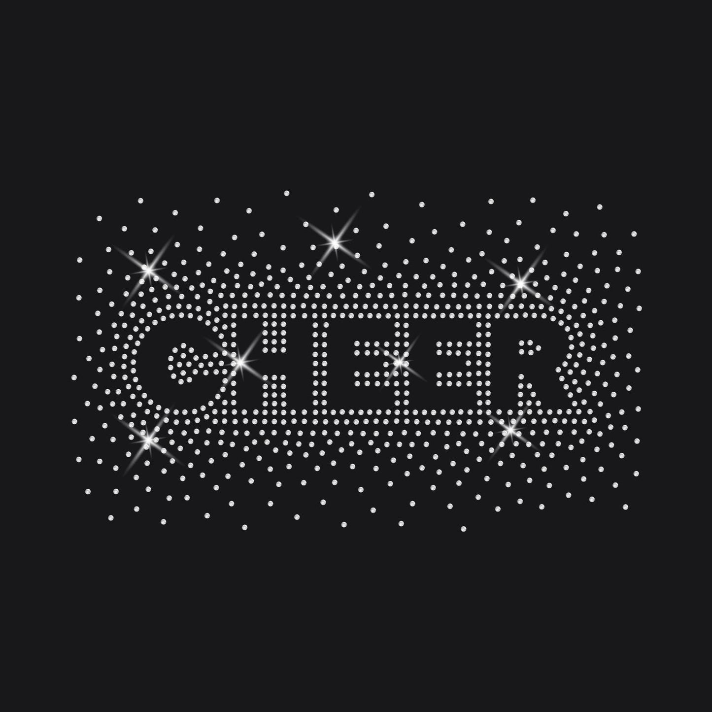 CHEER Rhinestone Iron-On Transfer – 11"x7" SS10 Hotfix Design for Cheer Team Shirts, Competition Outfits, Practice Gear, DIY Apparel