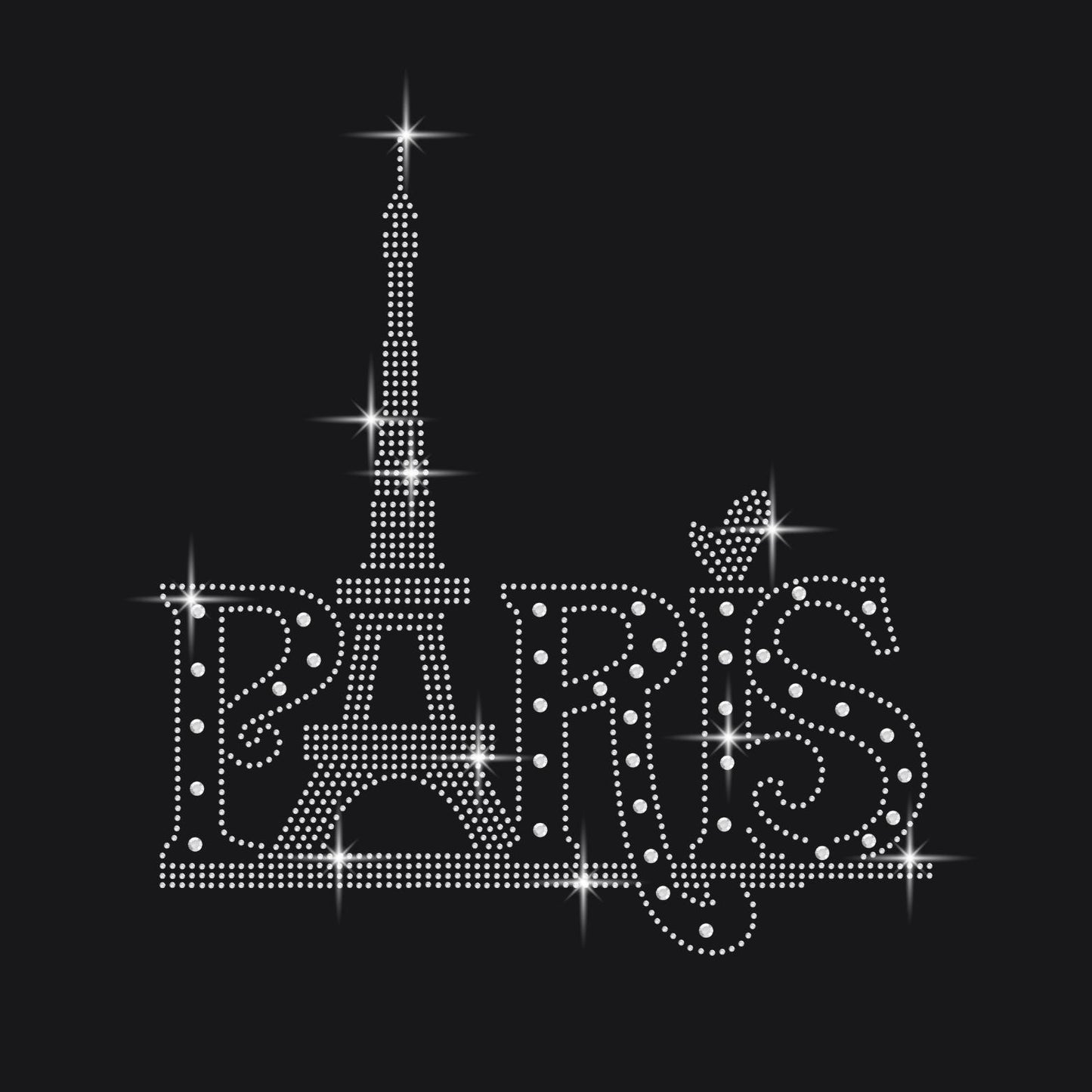 Paris Rhinestone Transfer SS6 SS20 | Eiffel Tower Iron-On | T-Shirt, Crop Top, Hoodie, Crop Hoodie, Micro Rib Tee, DIY Sparkle
