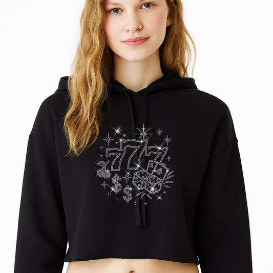 Lucky 777 Rhinestone Iron-On Transfer or Apparel – Vegas Bling – T-Shirt, Crop Top, Hoodie – SS6 Crystal Design