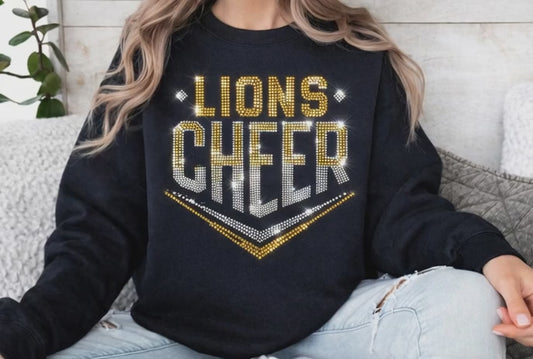 Custom Team Name + CHEER Rhinestone Design – Personalized Transfer or Black Apparel