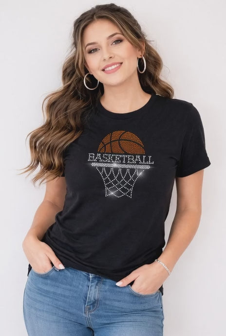 Rhinestone Basketball Hoop – Transfer or Black Apparel Options