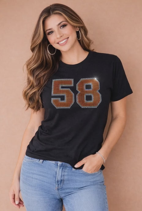 Custom Sport Number Rhinestone Design – Bold Athletic Jersey Numbers (Transfer or Black Apparel)